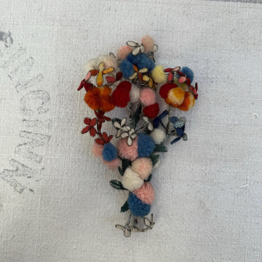 Antique Floral Victorian Handmade Wool Mourning Brooch