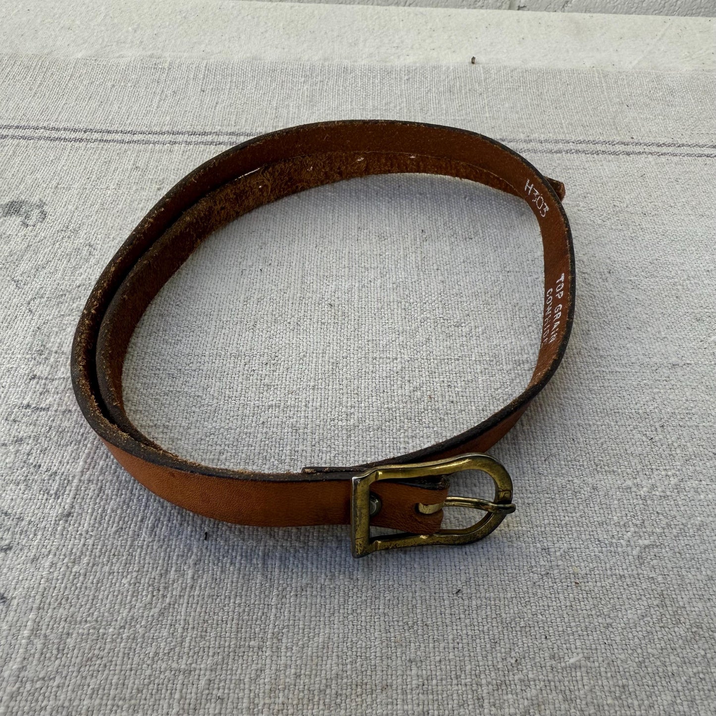 1970s Brown Skinny Leather Belt 28-30