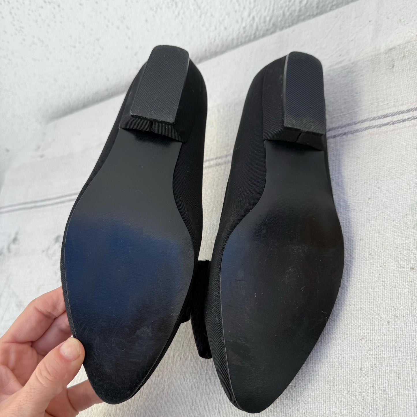 1990s Mondolfo Black Bow Pointed Flats