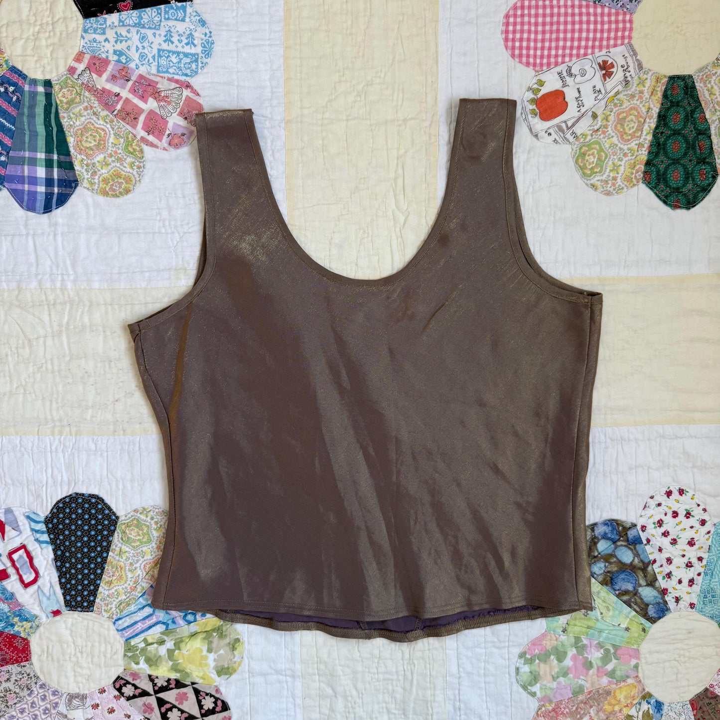Vintage 90s Gold Secret Treasures Seamed Bustier Bodice Tank