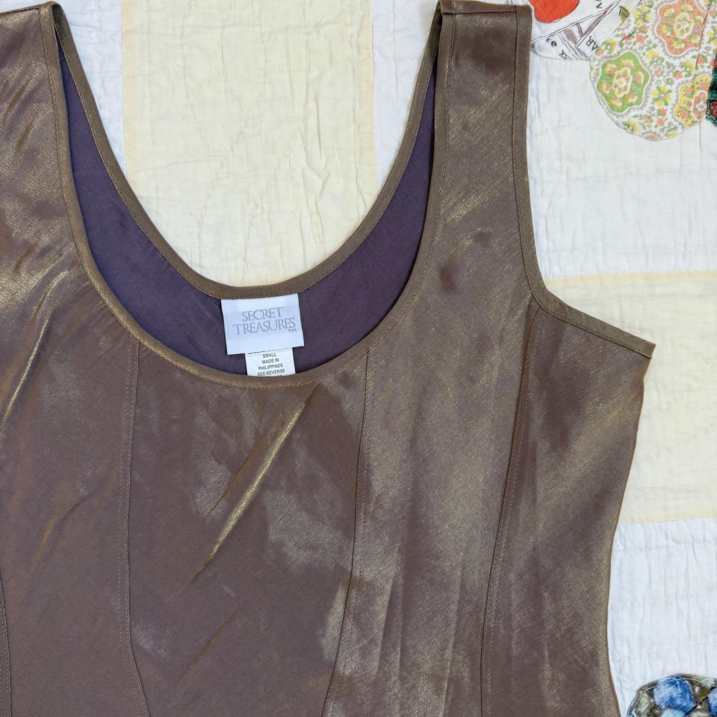 Vintage 90s Gold Secret Treasures Seamed Bustier Bodice Tank