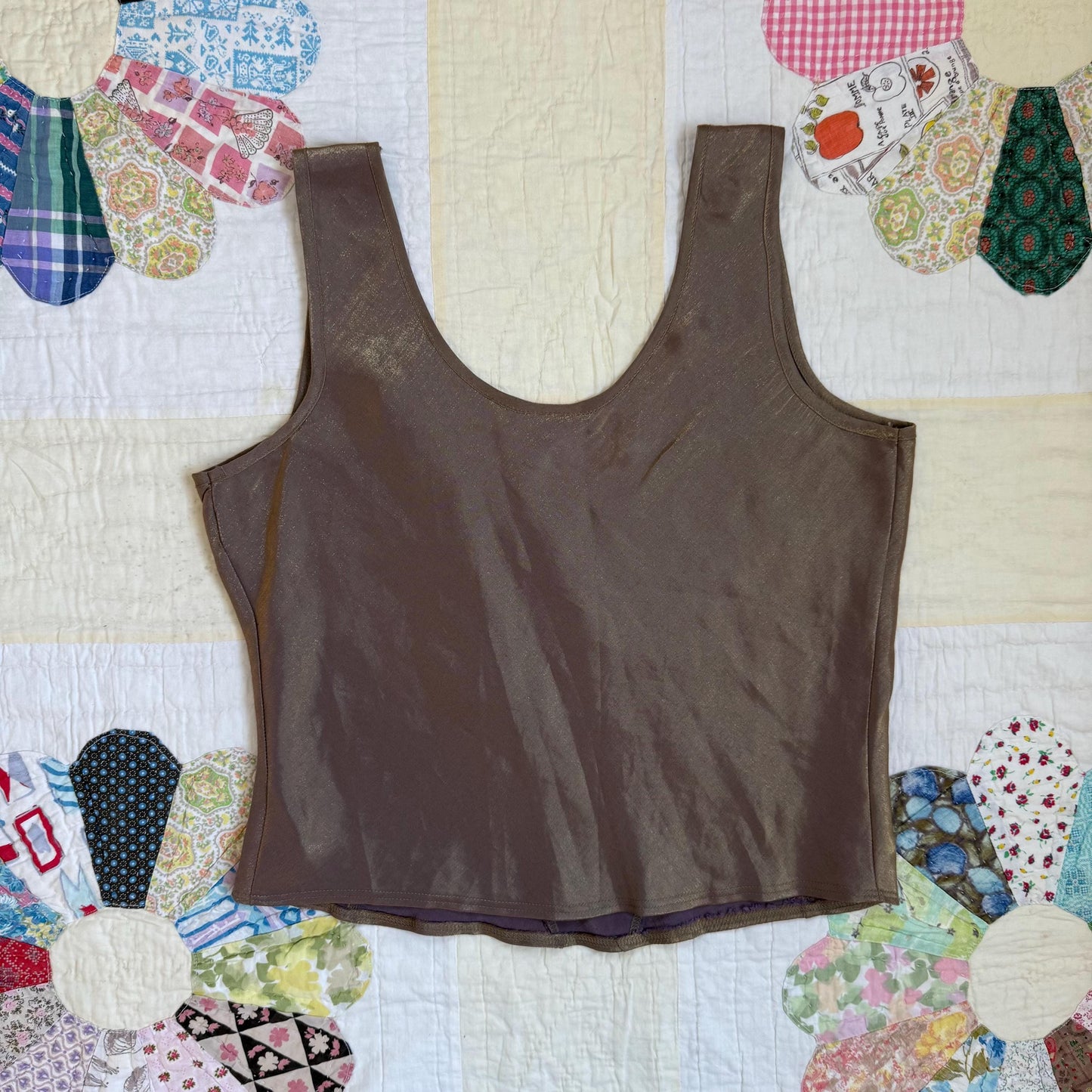 Vintage 90s Gold Secret Treasures Seamed Bustier Bodice Tank