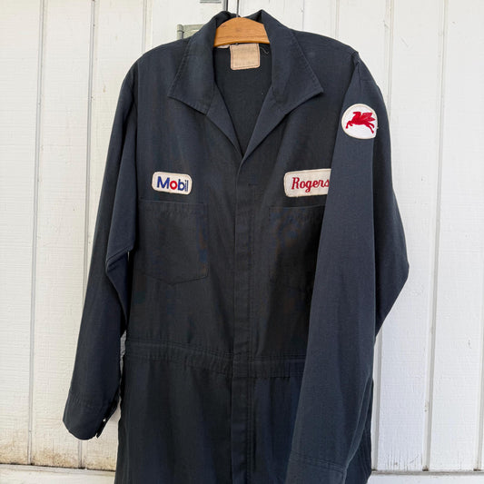 1960s Workrite Mobil Gas Workers Navy Coveralls with Original Patches