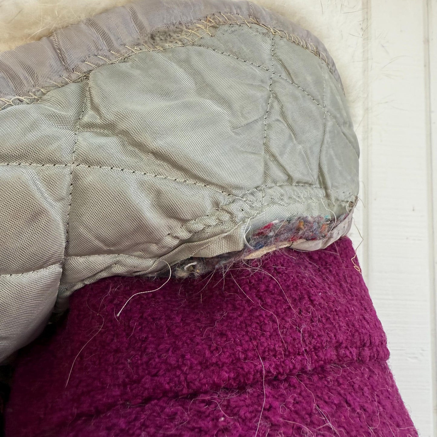 1950s Raspberry Styled by Charles Wool Tweed Boucle Fur Collar Coat