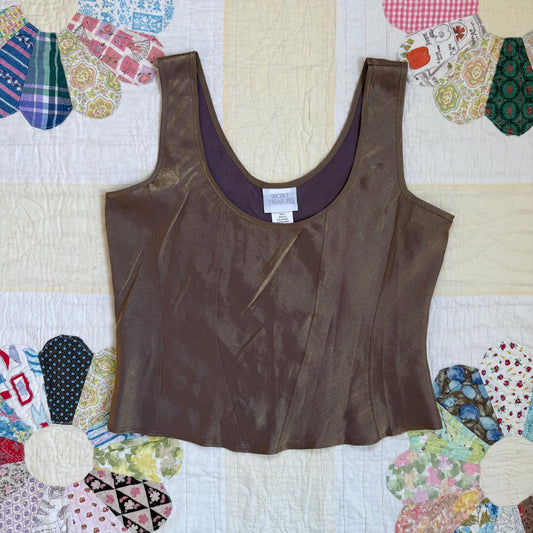 Vintage 90s Gold Secret Treasures Seamed Bustier Bodice Tank
