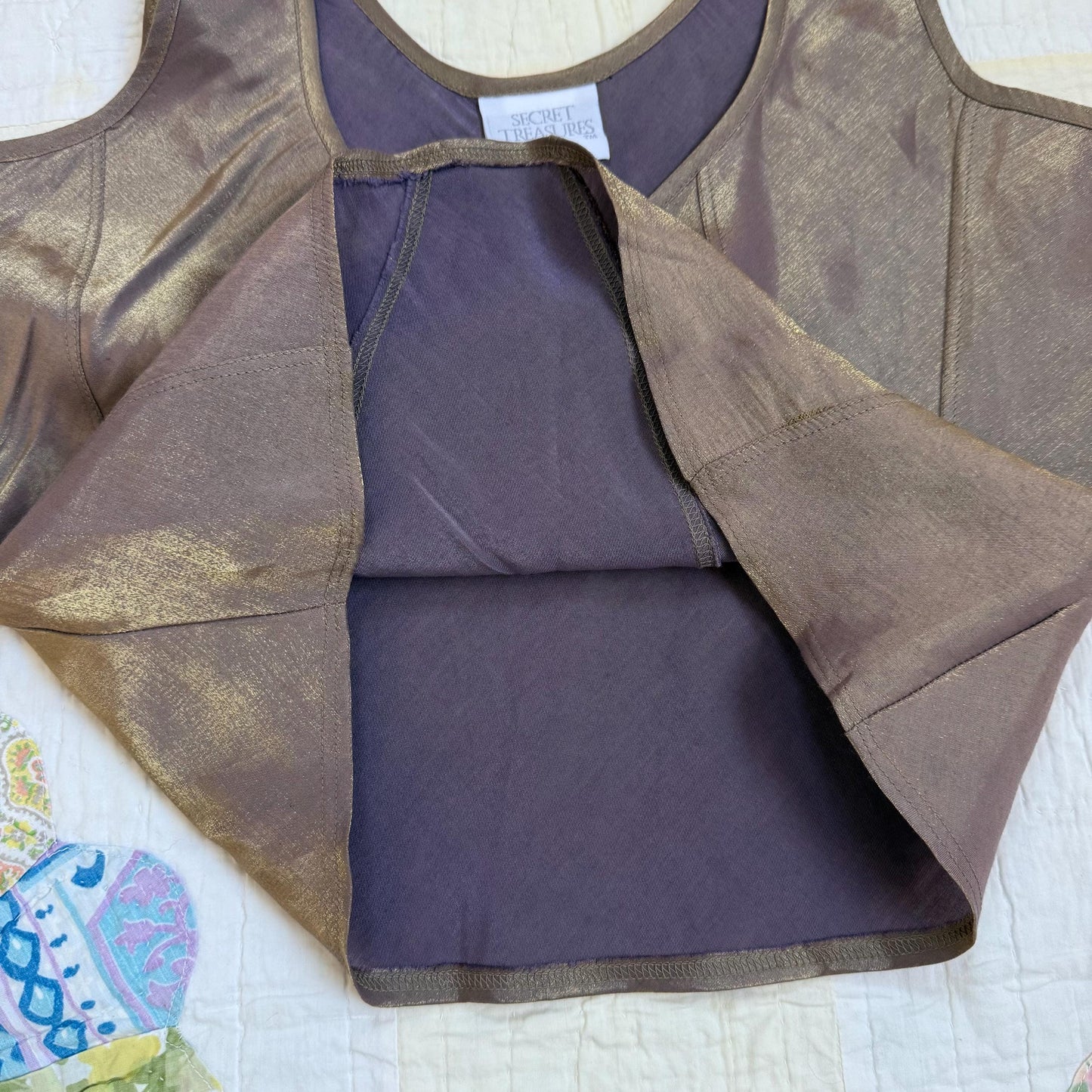 Vintage 90s Gold Secret Treasures Seamed Bustier Bodice Tank